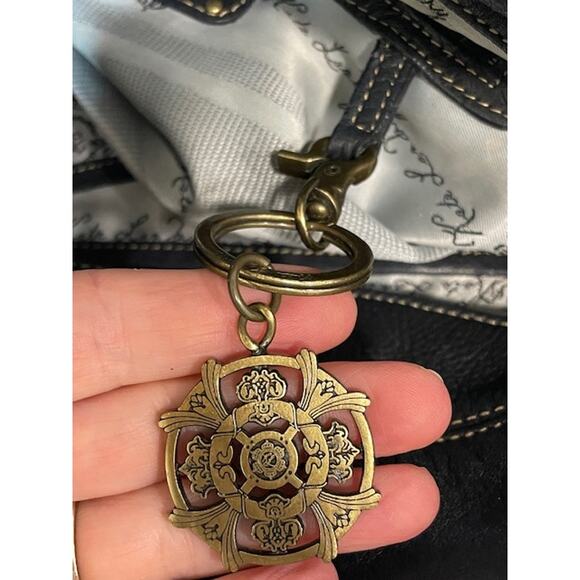 Kate Landry Black Leather Shoulder Bag Buckle Boho Purse - Picture 6 of 11